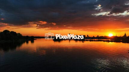 Golden Horizons: Riga Sunset - Drone Photo